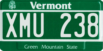 VT license plate XMU238
