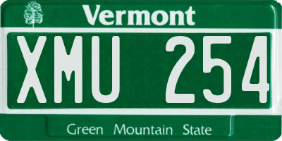 VT license plate XMU254
