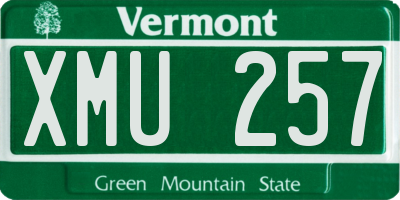 VT license plate XMU257