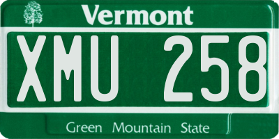 VT license plate XMU258