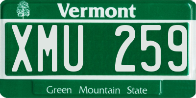 VT license plate XMU259
