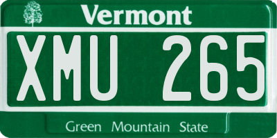 VT license plate XMU265