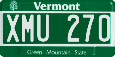 VT license plate XMU270