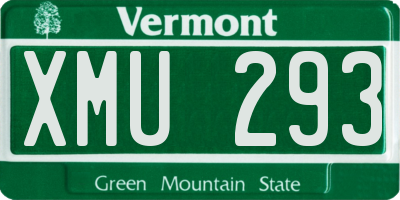 VT license plate XMU293