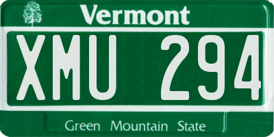 VT license plate XMU294