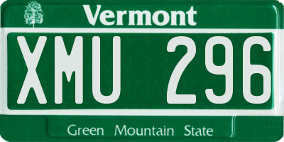 VT license plate XMU296