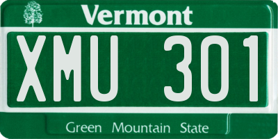 VT license plate XMU301