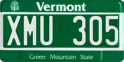VT license plate XMU305