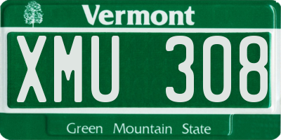 VT license plate XMU308