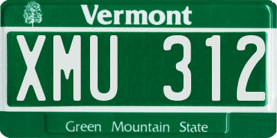 VT license plate XMU312