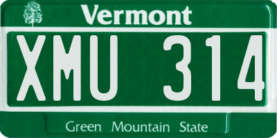 VT license plate XMU314