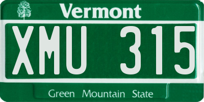 VT license plate XMU315