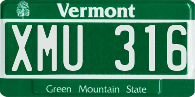 VT license plate XMU316