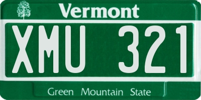 VT license plate XMU321