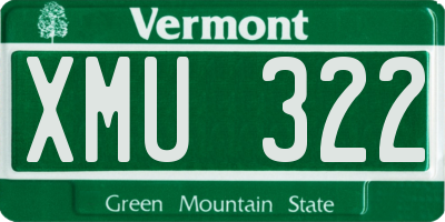 VT license plate XMU322