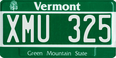 VT license plate XMU325