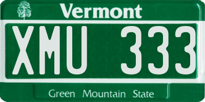 VT license plate XMU333