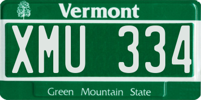 VT license plate XMU334