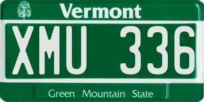 VT license plate XMU336