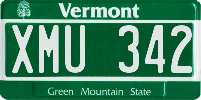 VT license plate XMU342