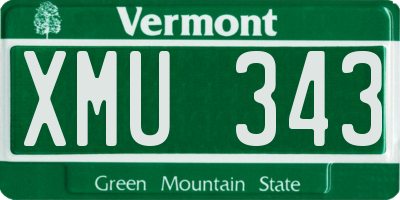 VT license plate XMU343