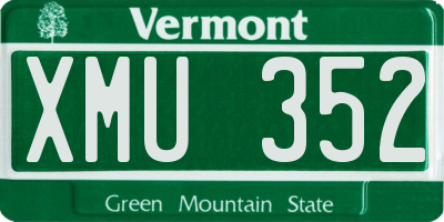 VT license plate XMU352