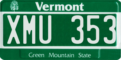 VT license plate XMU353