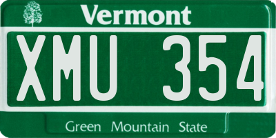 VT license plate XMU354
