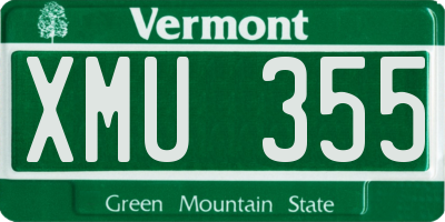 VT license plate XMU355