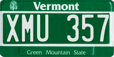 VT license plate XMU357