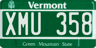 VT license plate XMU358