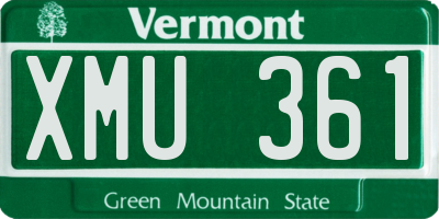VT license plate XMU361