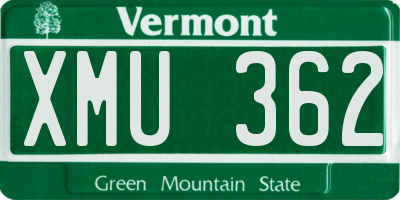 VT license plate XMU362