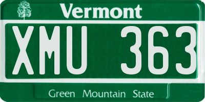 VT license plate XMU363
