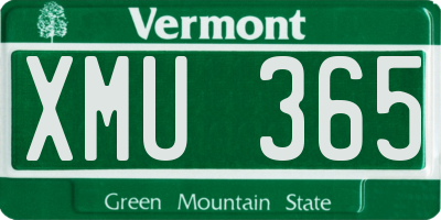 VT license plate XMU365
