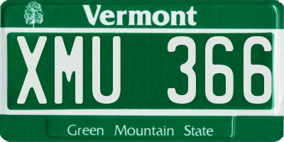 VT license plate XMU366