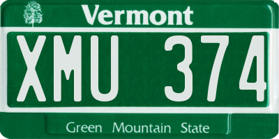 VT license plate XMU374