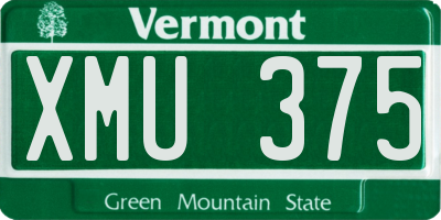 VT license plate XMU375