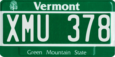VT license plate XMU378