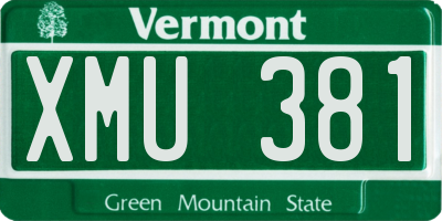 VT license plate XMU381