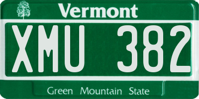 VT license plate XMU382