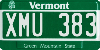 VT license plate XMU383