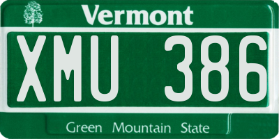 VT license plate XMU386