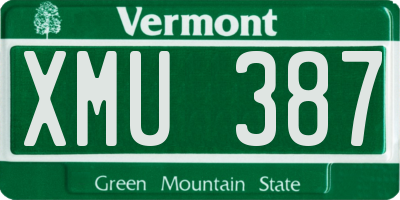 VT license plate XMU387