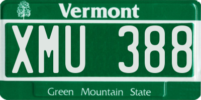 VT license plate XMU388