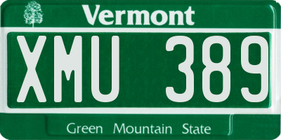 VT license plate XMU389