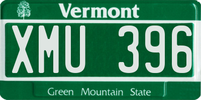 VT license plate XMU396
