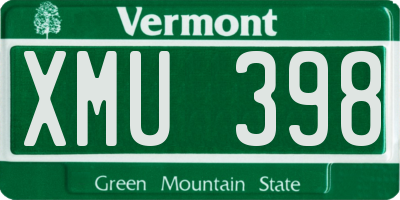 VT license plate XMU398