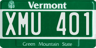 VT license plate XMU401