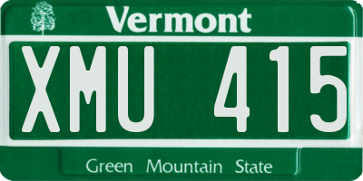 VT license plate XMU415